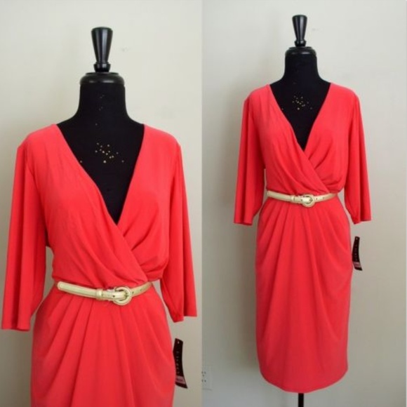 Ralph Lauren Dresses & Skirts - Lauren by Ralph Lauren Coral Belted Dress Sz 14W